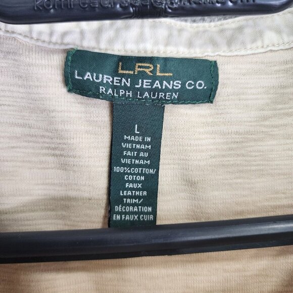 Womens LRL Lauren Ralph Lauren Henley Shirt 3/4 Sleeve Pocket 1/2 Button Down L - Picture 4 of 8
